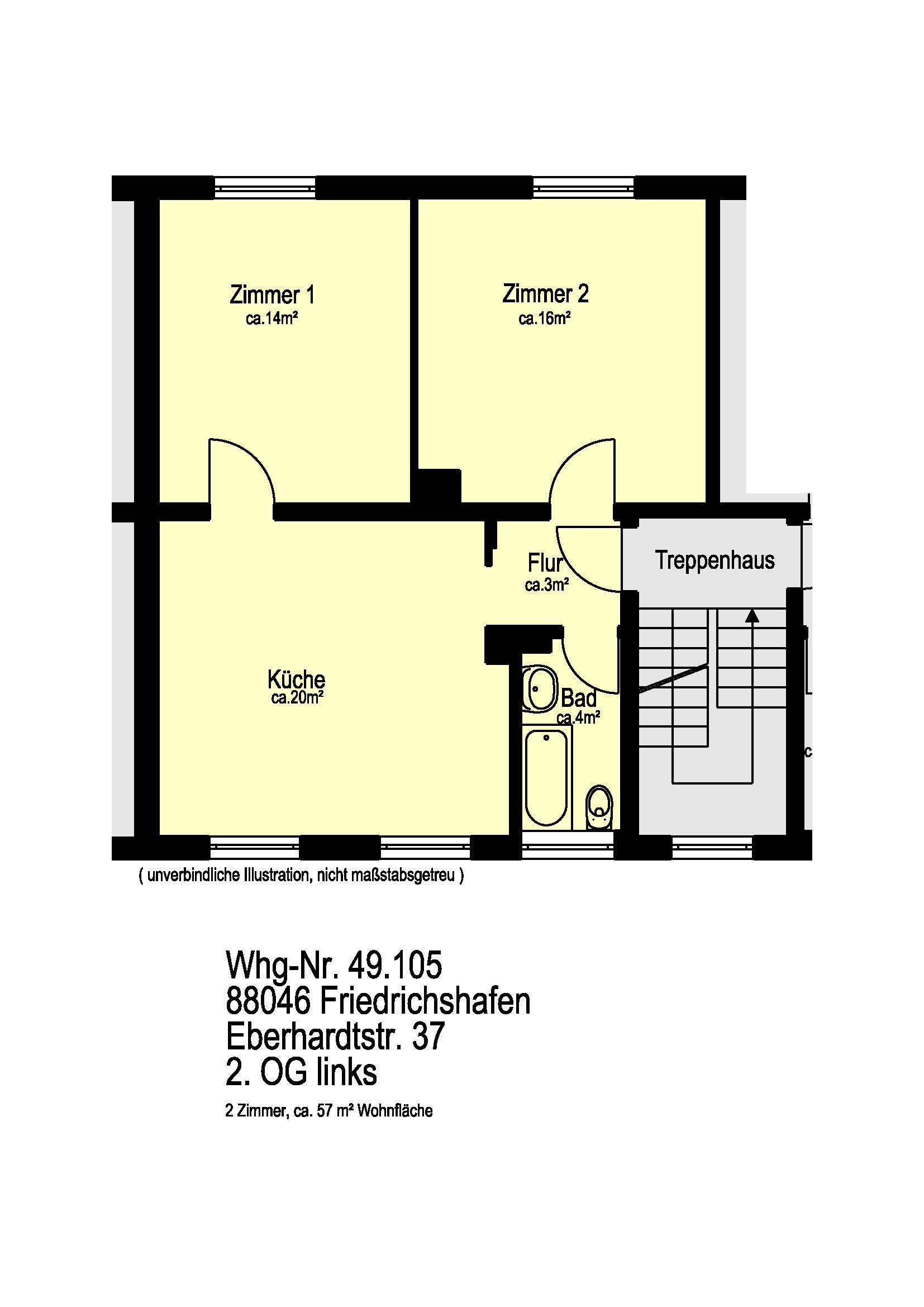 2 Zimmer, 57,08 m² in Friedrichshafen – Bild 2
